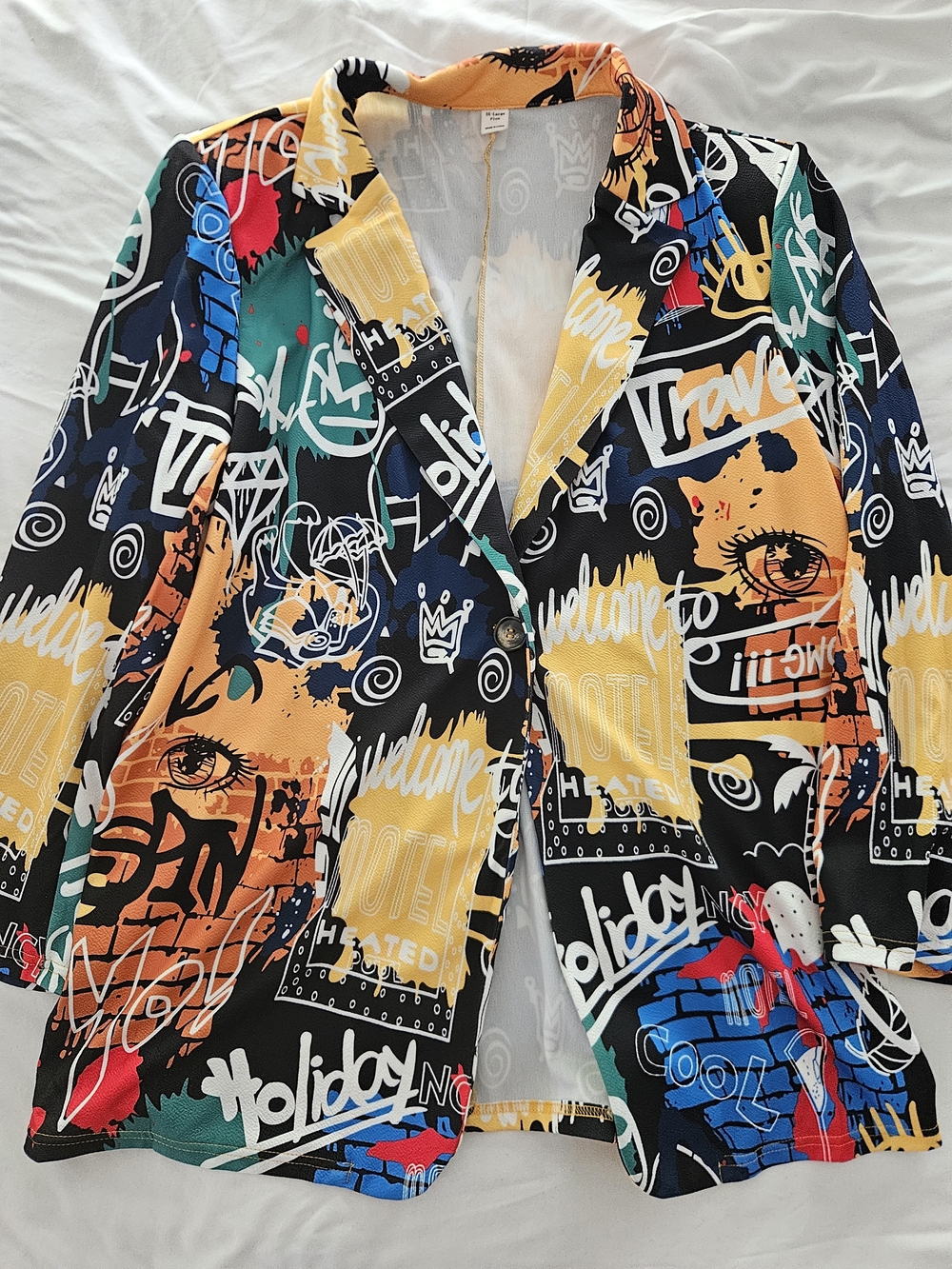 Colorful Graffiti Print Blazer